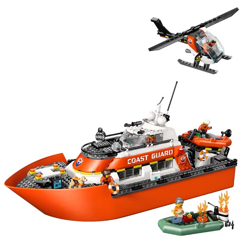 60504_boxprod_v29_we.jpg LEGO City - Le bateau de sauvetage et l’hélicoptère des garde-côtes 60504